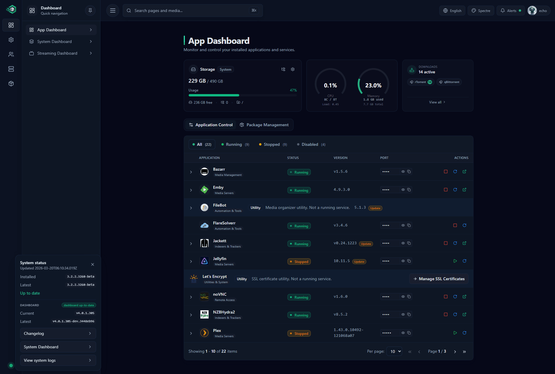 QuickBox Pro v4 Dashboard